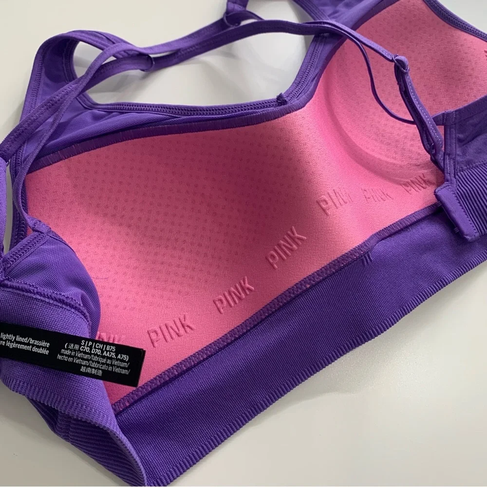 Victoria Secret PINK Seamless Impact Sports Bra Size Small Purple NWOT